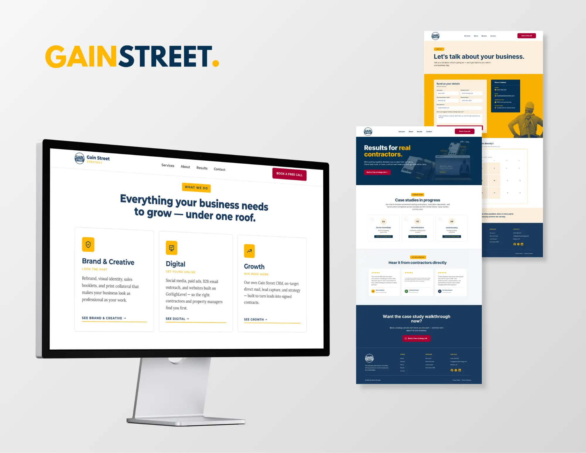Gain Street Strategy website screens